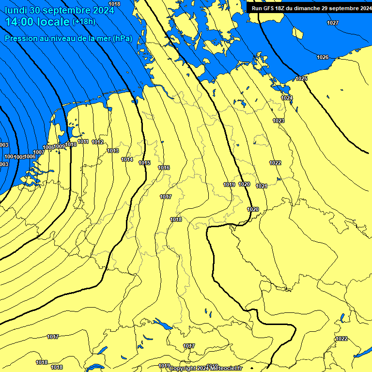 Modele GFS - Carte prvisions 