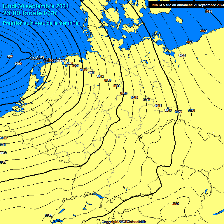 Modele GFS - Carte prvisions 