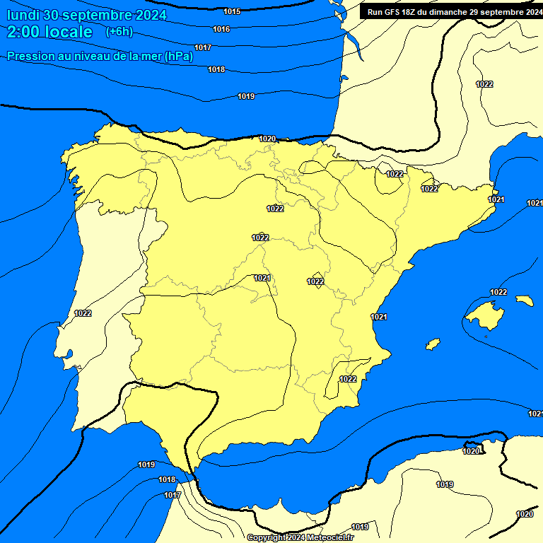 Modele GFS - Carte prvisions 