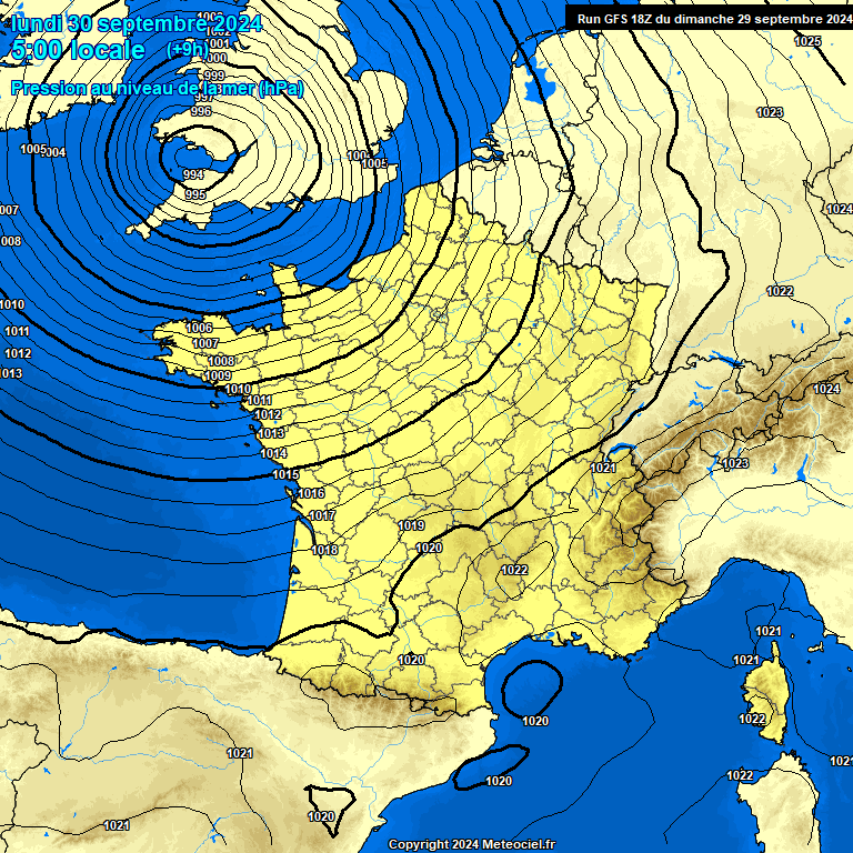 Modele GFS - Carte prvisions 