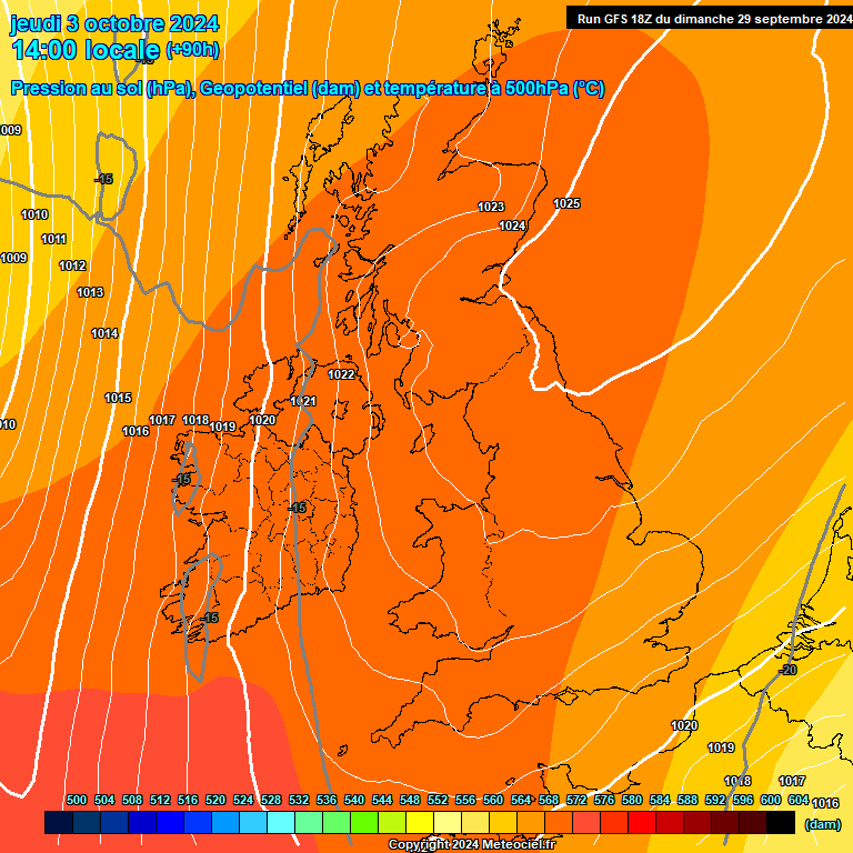 Modele GFS - Carte prvisions 