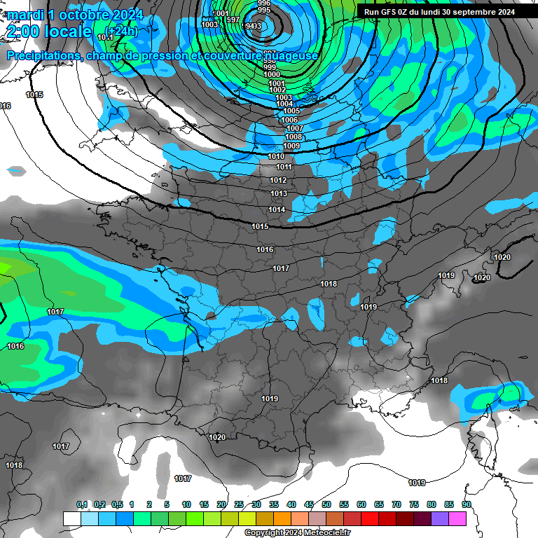 Modele GFS - Carte prvisions 