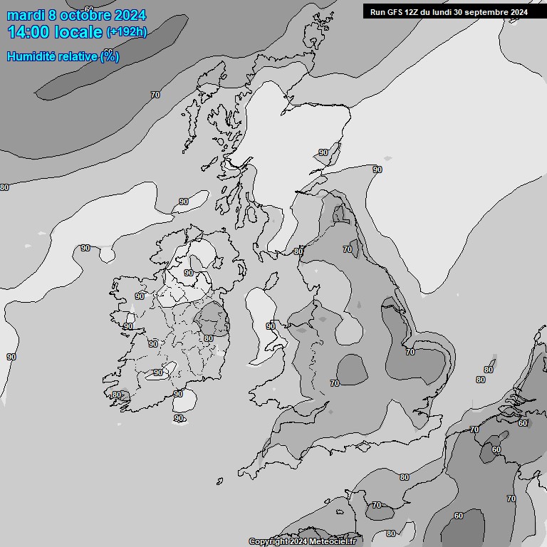 Modele GFS - Carte prvisions 