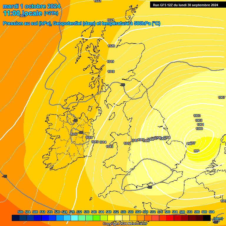 Modele GFS - Carte prvisions 