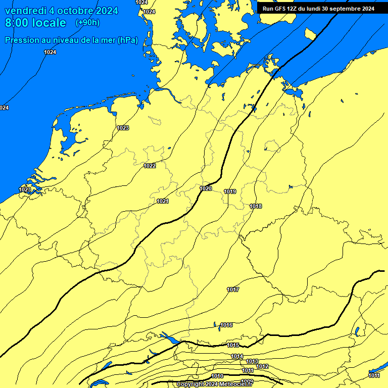 Modele GFS - Carte prvisions 