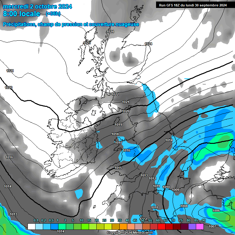 Modele GFS - Carte prvisions 