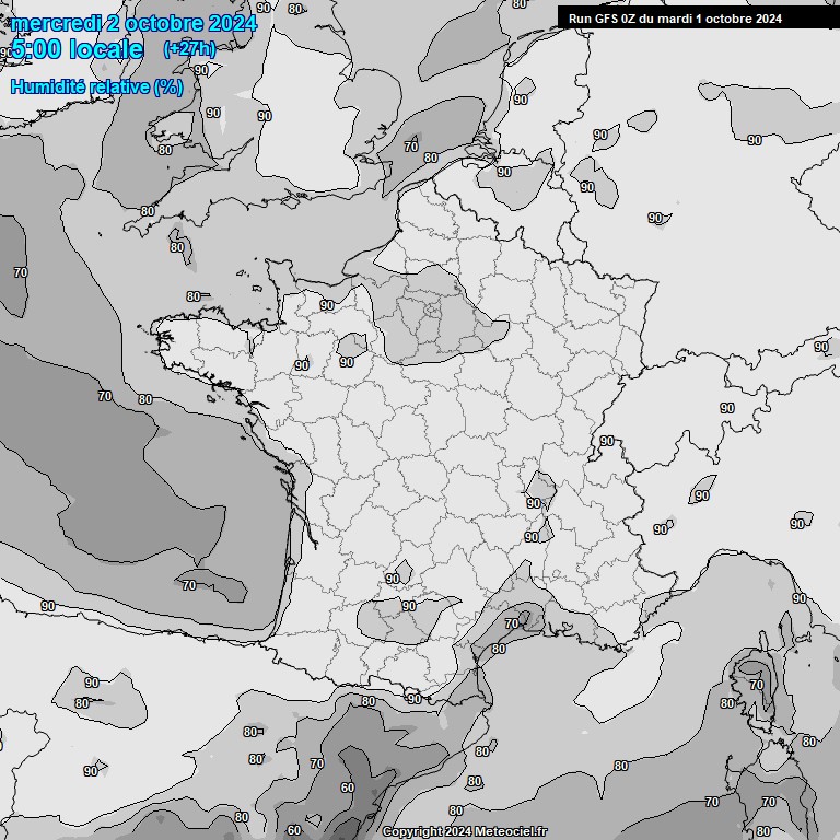 Modele GFS - Carte prvisions 