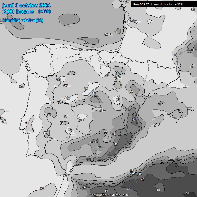 Modele GFS - Carte prvisions 