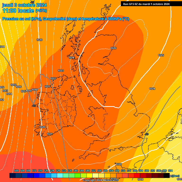 Modele GFS - Carte prvisions 