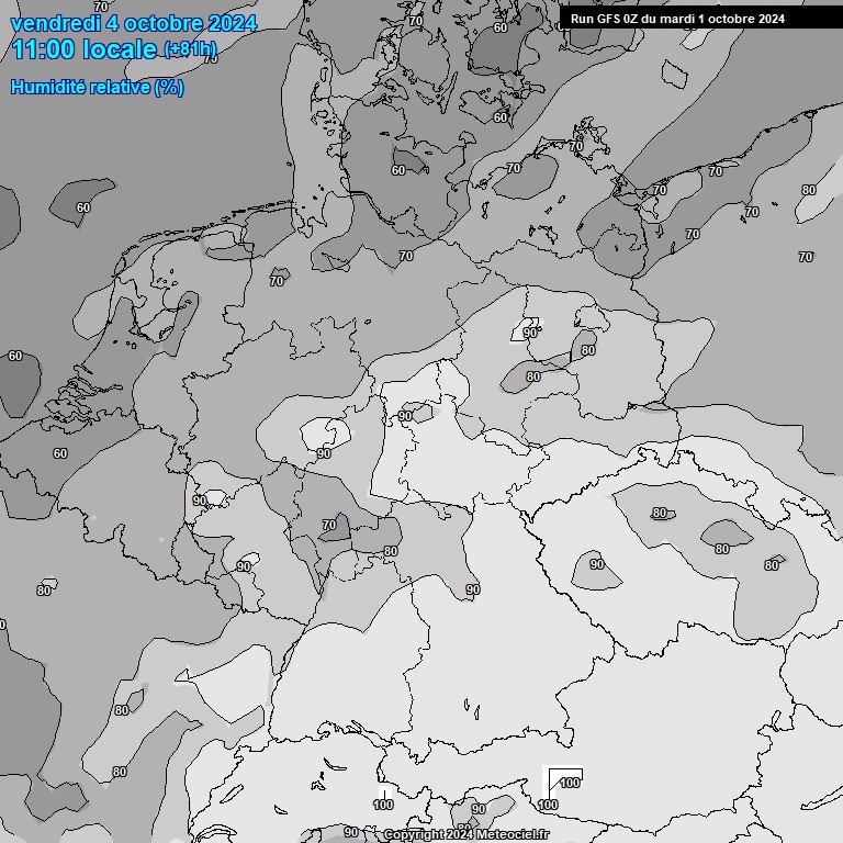 Modele GFS - Carte prvisions 