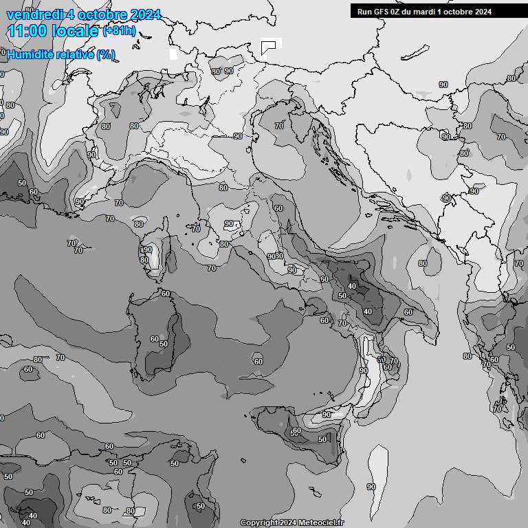 Modele GFS - Carte prvisions 