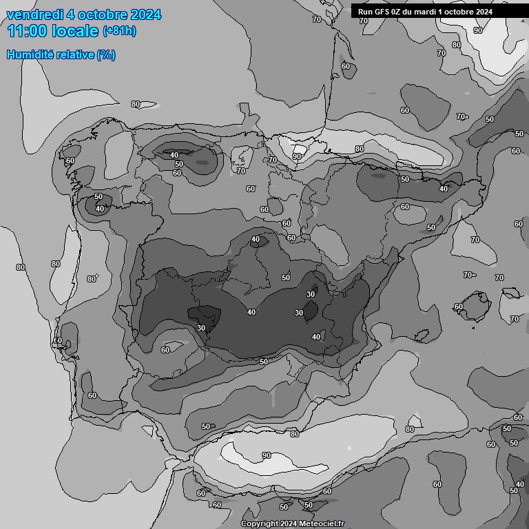 Modele GFS - Carte prvisions 