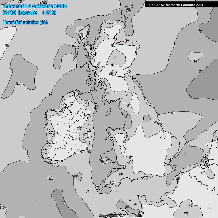 Modele GFS - Carte prvisions 