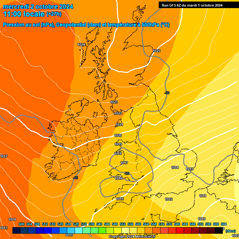 Modele GFS - Carte prvisions 