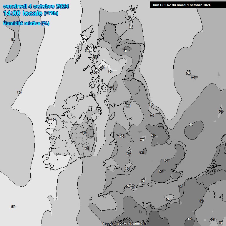 Modele GFS - Carte prvisions 