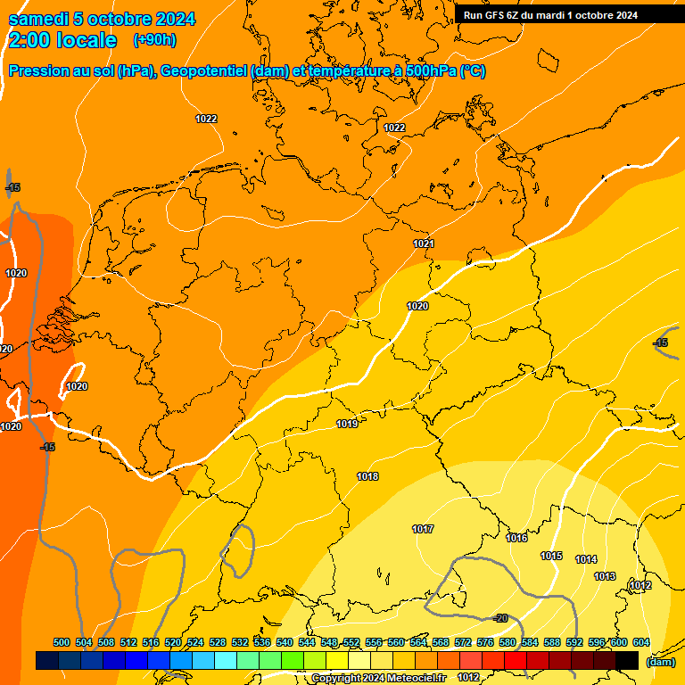 Modele GFS - Carte prvisions 