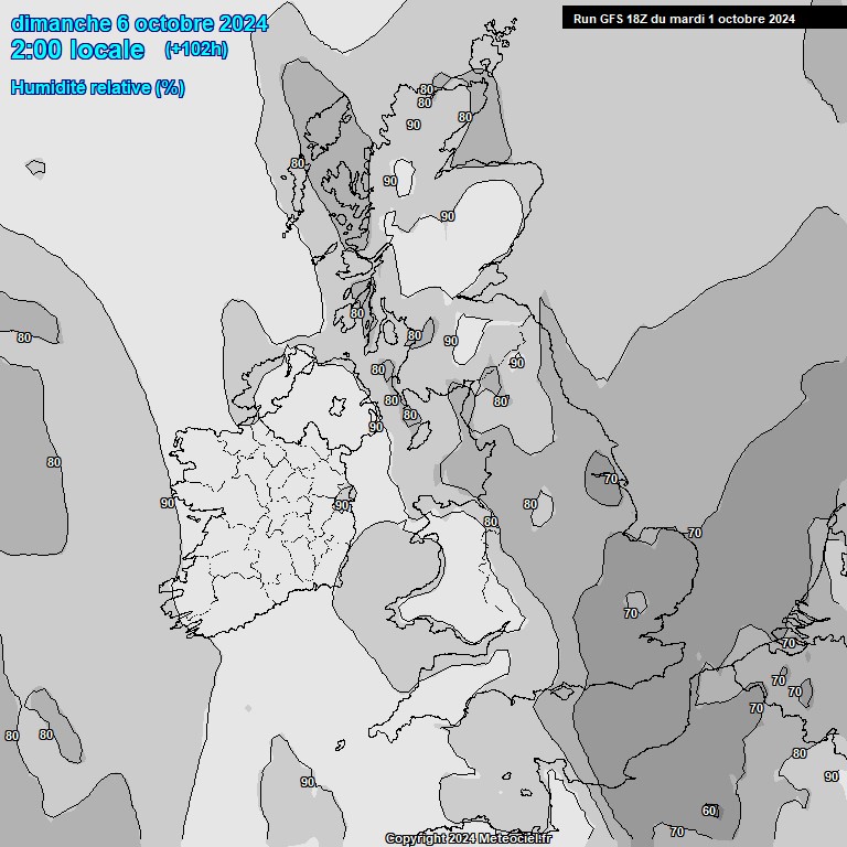 Modele GFS - Carte prvisions 