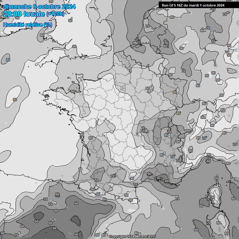 Modele GFS - Carte prvisions 