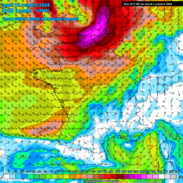 Modele GFS - Carte prvisions 