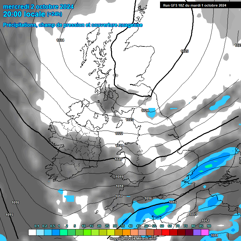 Modele GFS - Carte prvisions 