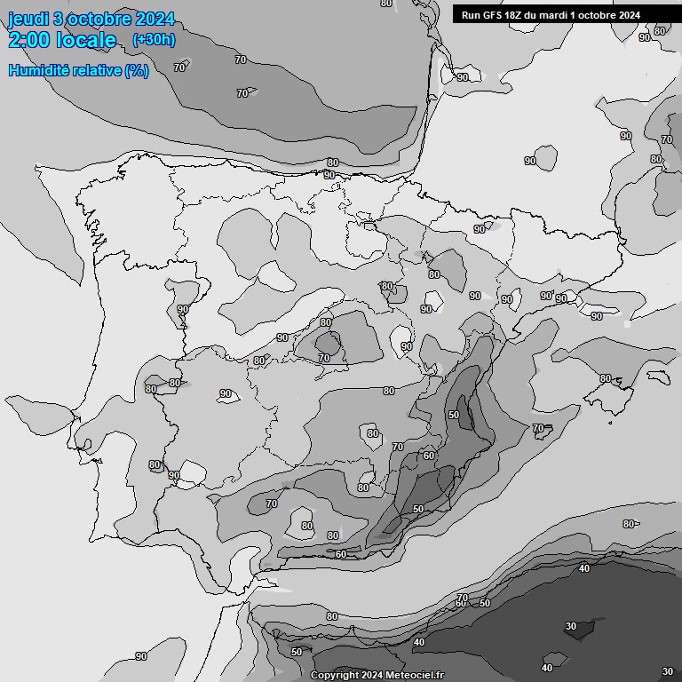 Modele GFS - Carte prvisions 