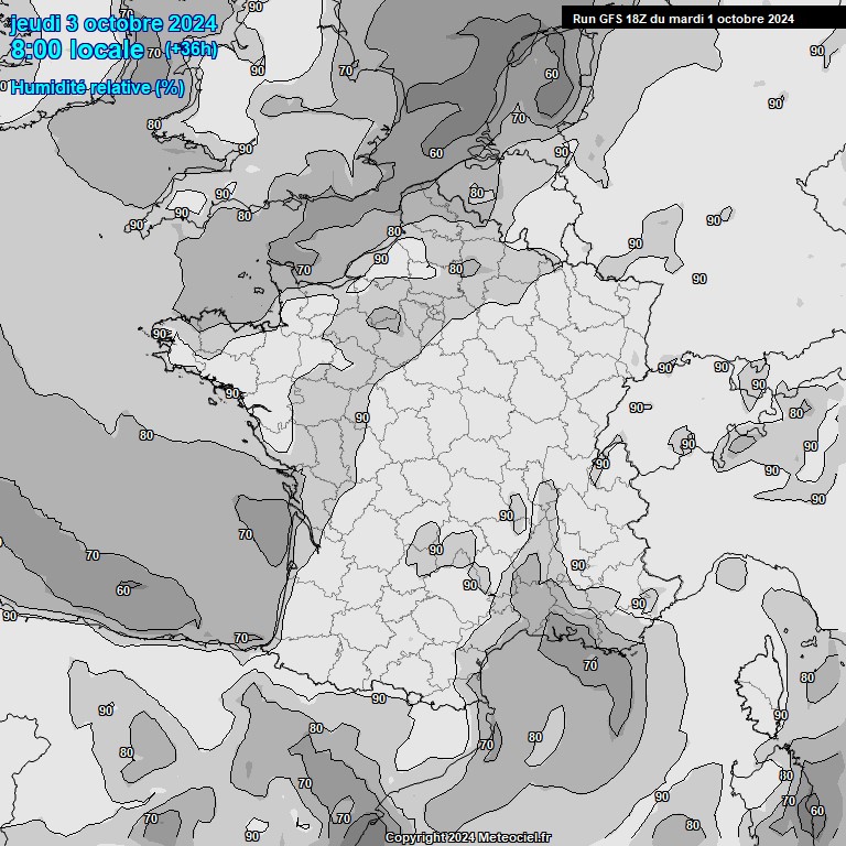 Modele GFS - Carte prvisions 