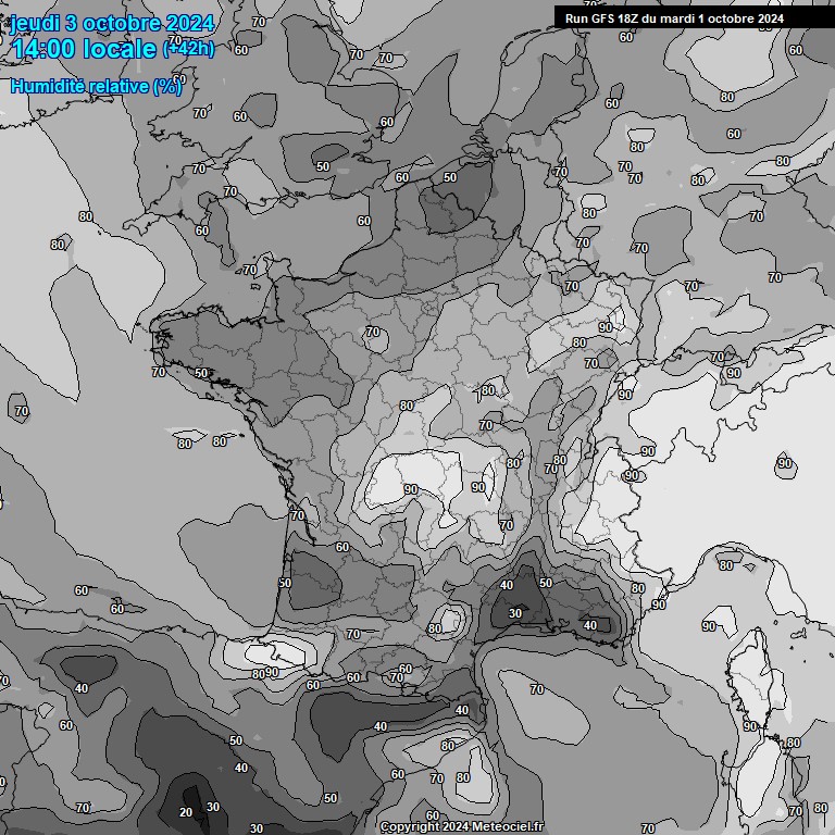 Modele GFS - Carte prvisions 