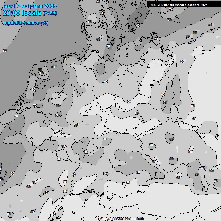 Modele GFS - Carte prvisions 