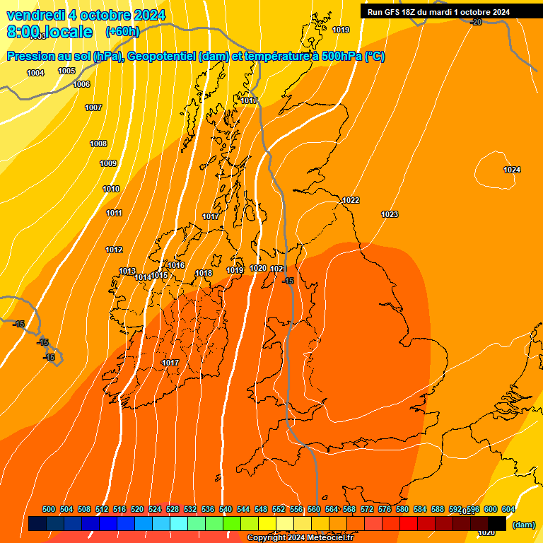 Modele GFS - Carte prvisions 