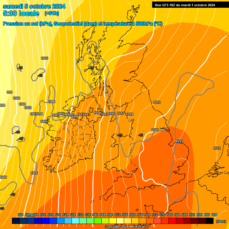 Modele GFS - Carte prvisions 