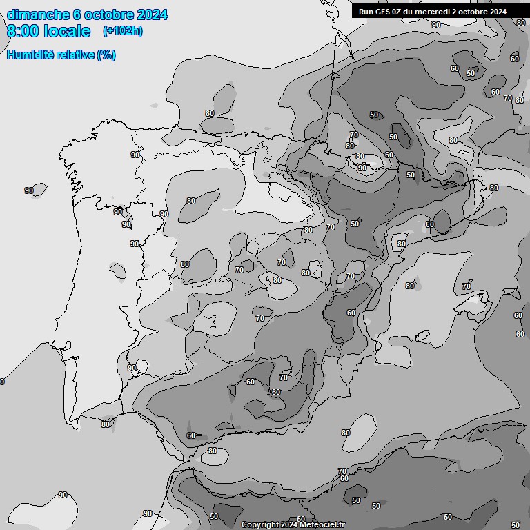 Modele GFS - Carte prvisions 