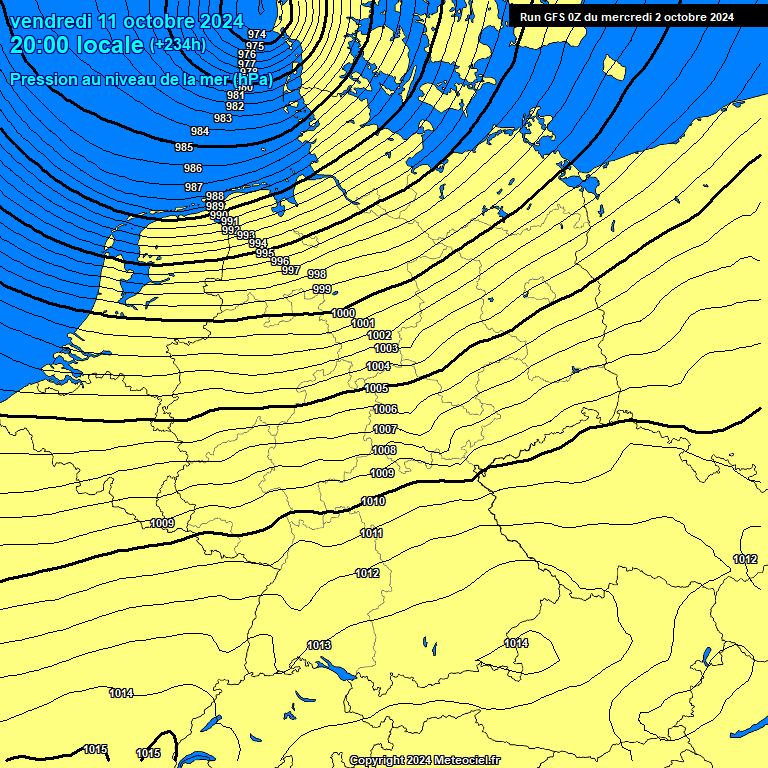 Modele GFS - Carte prvisions 