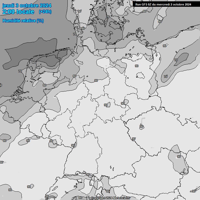 Modele GFS - Carte prvisions 