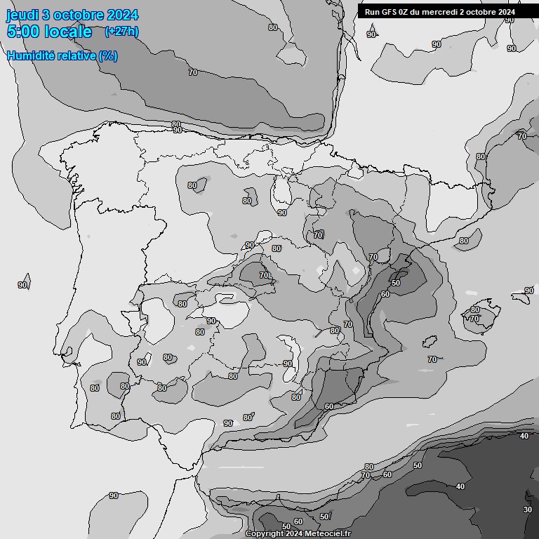 Modele GFS - Carte prvisions 