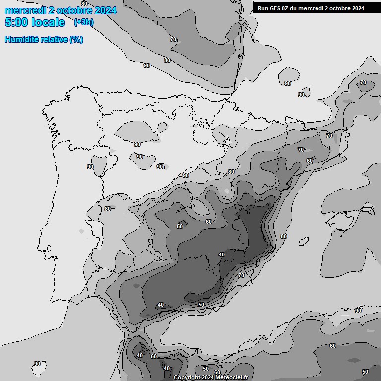 Modele GFS - Carte prvisions 