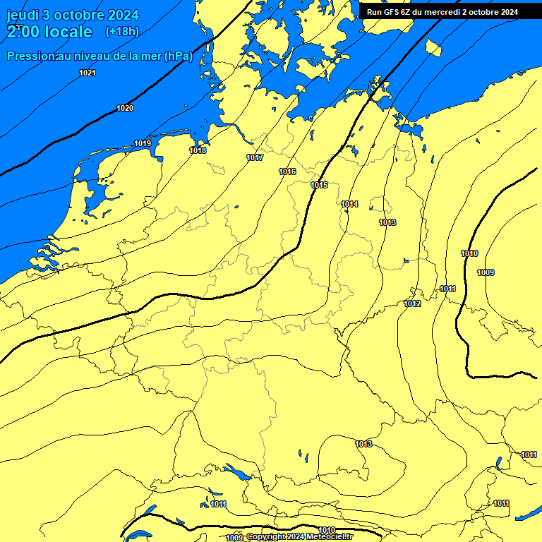 Modele GFS - Carte prvisions 