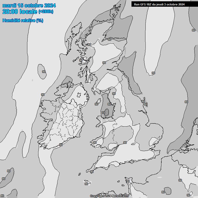 Modele GFS - Carte prvisions 