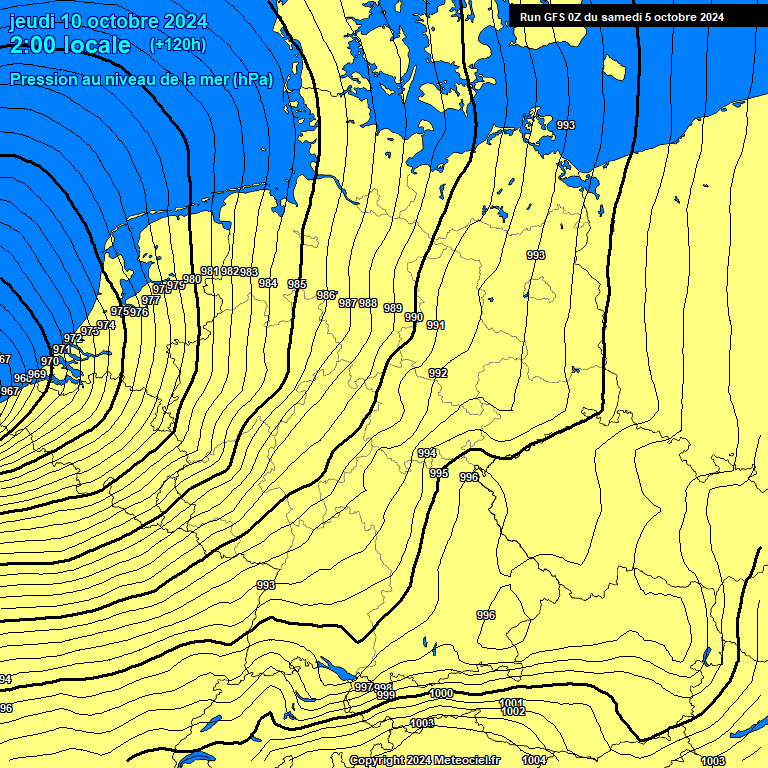 Modele GFS - Carte prvisions 