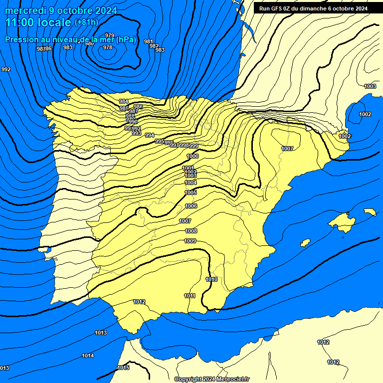 Modele GFS - Carte prvisions 