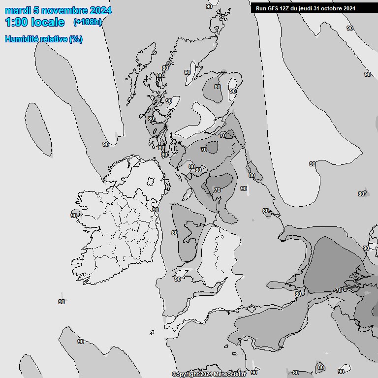 Modele GFS - Carte prvisions 