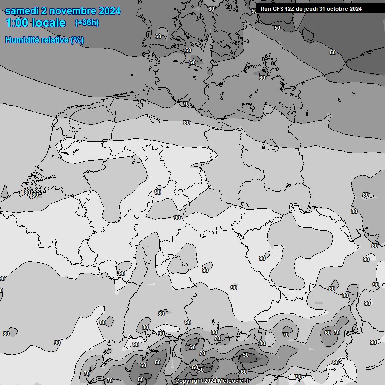 Modele GFS - Carte prvisions 