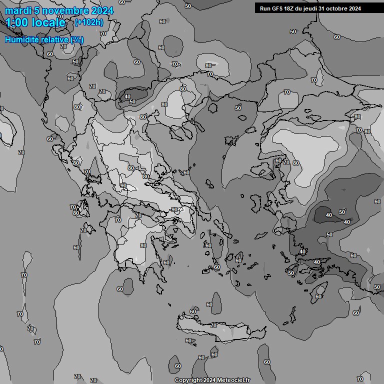 Modele GFS - Carte prvisions 