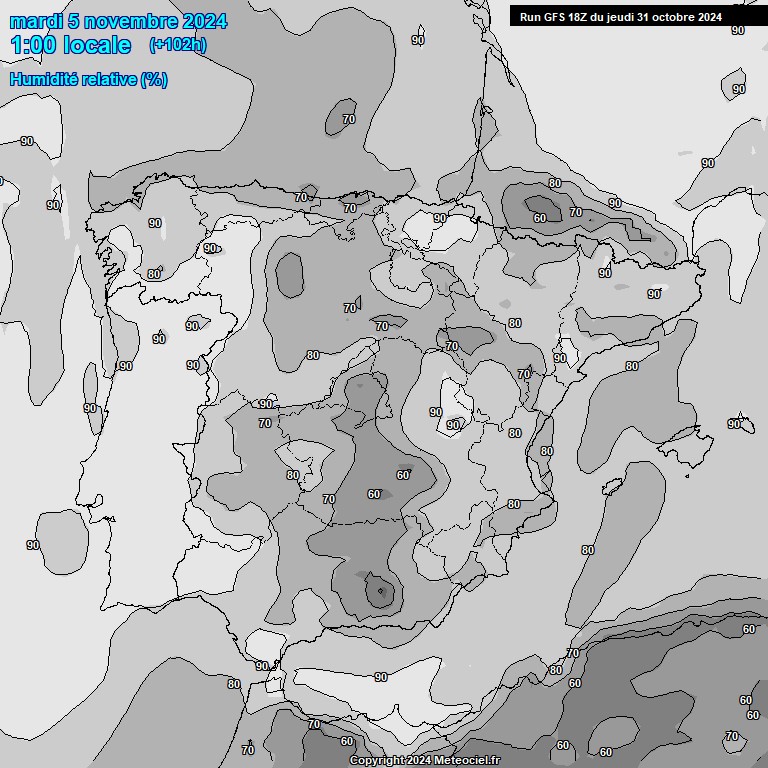 Modele GFS - Carte prvisions 