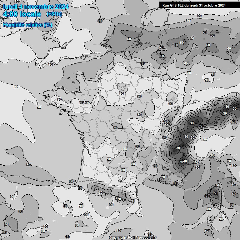 Modele GFS - Carte prvisions 