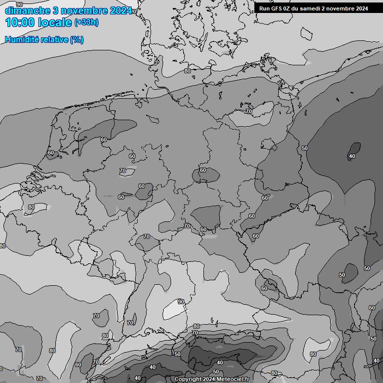 Modele GFS - Carte prvisions 