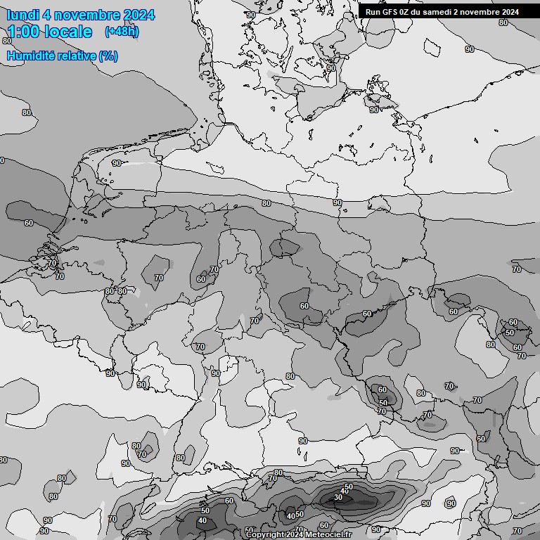 Modele GFS - Carte prvisions 