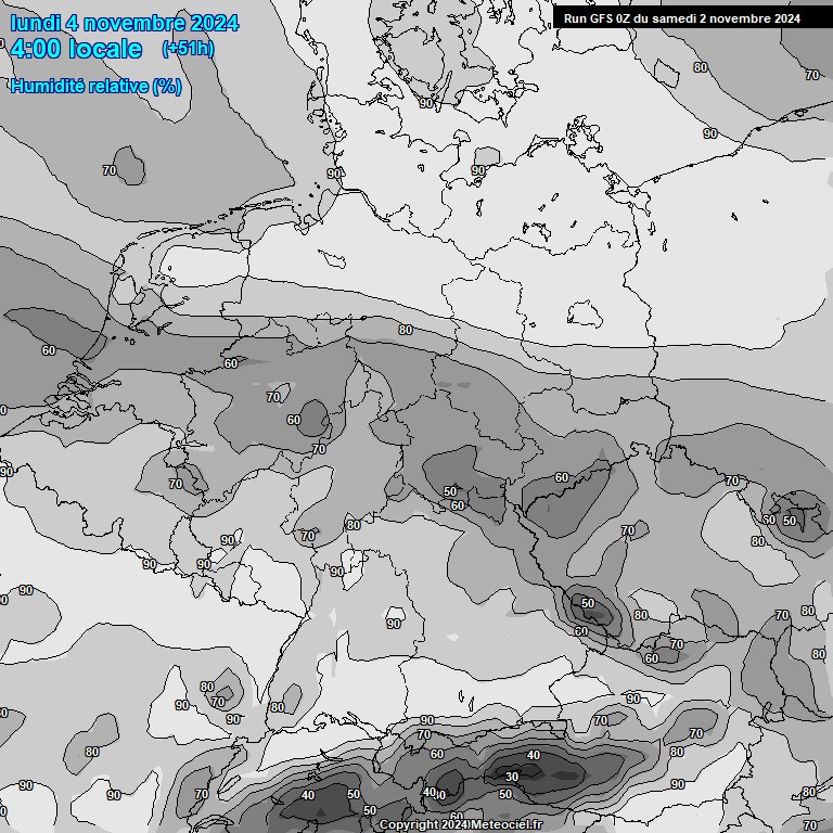 Modele GFS - Carte prvisions 