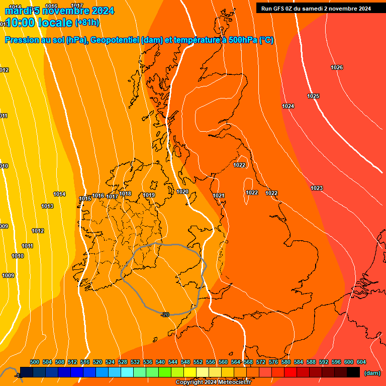 Modele GFS - Carte prvisions 