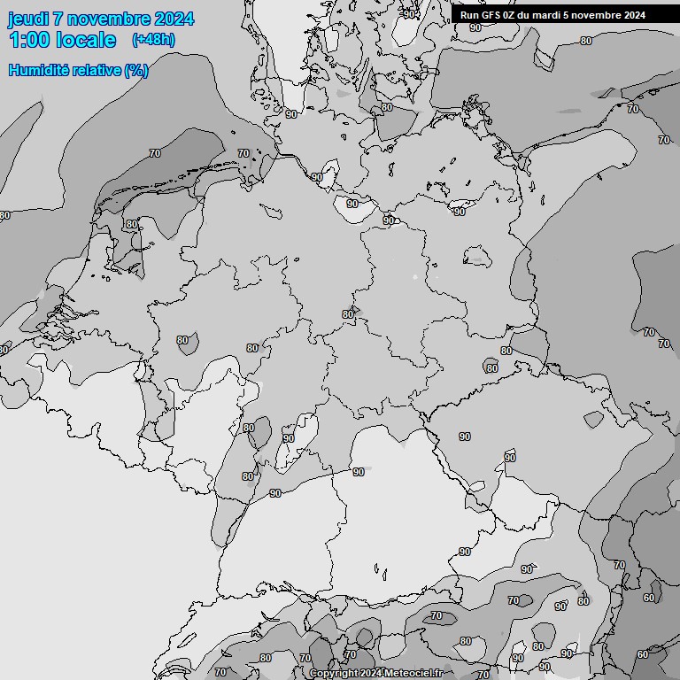 Modele GFS - Carte prvisions 