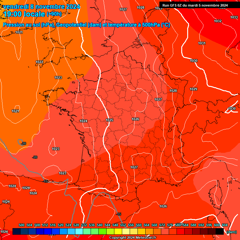 Modele GFS - Carte prvisions 